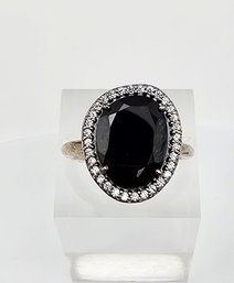 'ALE' Rhinestone Sterling Silver Cocktail Ring Size 7.75 5.9 G
