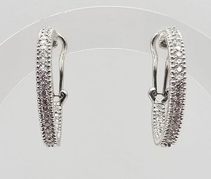 Judith Ripka Cubic Zirconia Sterling Silver Hoop Earrings 8.2 G
