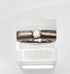 Rhinestone Sterling Silver Cocktail Ring Size 7.5 5.8 G