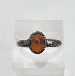 Amber Sterling Silver Ring Size 7.5 2.8 G