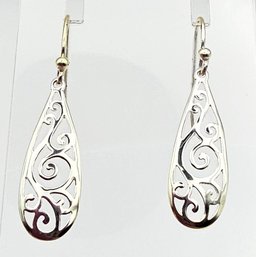 Sterling Silver Swirl Drop Earrings 2.1 G