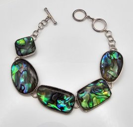 'LUC' Abalone Sterling Silver Toggle Bracelet 11.7 G