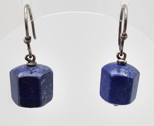 Lapis Sterling Silver Drop Dangle Earrings 6.6 G