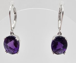 'WSJ' Amethyst Sterling Silver Drop Dangle Earrings 3.4 G