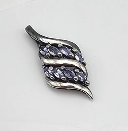 Rhinestone Sterling Silver Pendant 2.5 G