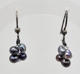 Pearl Sterling Silver Drop Dangle Earrings 2.4 G