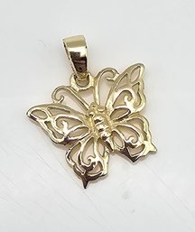 'CW' Gold Over Sterling Silver Butterfly Pendant 1.7 G