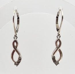 'JJ' Diamond Sterling Silver Drop Dangle Earrings 2.8 G