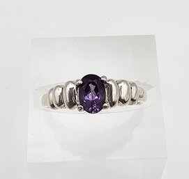 Amethyst Sterling Silver Cocktail Ring Size 6 2.9 G