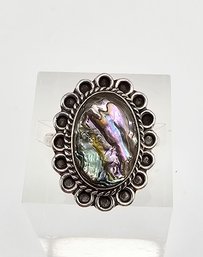 Signed Abalone Sterling Silver Ring Size 5.5 3.5 G