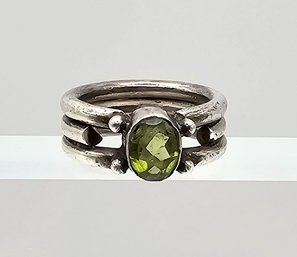 Peridot Sterling Silver Cocktail Ring Size 5 8.5 G