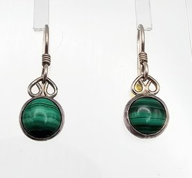 Malachite Sterling Silver Drop Dangle Earrings 3.1 G