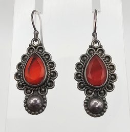 Carnelian Sterling Silver Drop Dangle Earrings 7.1 G