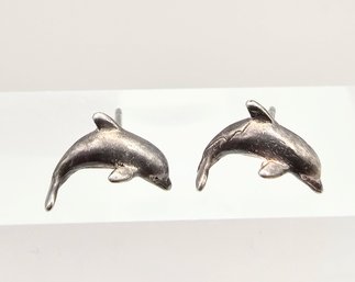 Sterling Silver Dolphin Earrings 0.7 G