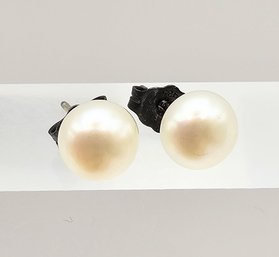 Pearl Sterling Silver Earrings 0.8 G