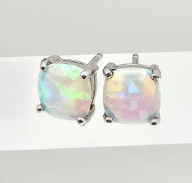 Signed Opal Sterling Silver Earrings 0.9 G