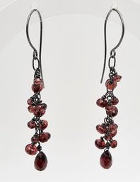 Garnet Sterling Silver Drop Dangle Earrings 4.4 G