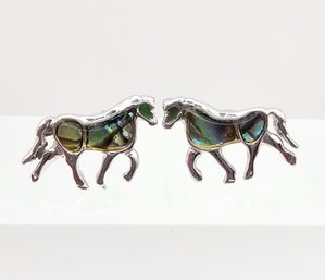 Abalone Sterling Silver Horse Earrings 1.5 G