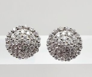 Rhinestone Sterling Silver Earrings 1.8 G