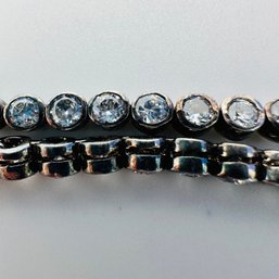 Sterling Silver Bracelet With Clear Stones All Around 10.28 G.