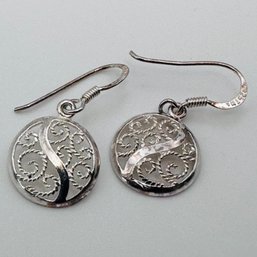 TMA, Sterling Silver Circle Dangle Earrings 2.20g