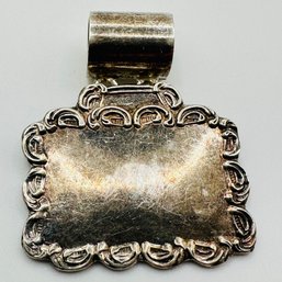 MEX-sterling Silver Rectangle Pendant With Intricate Border, 17.92 G.