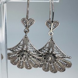 B, Turkey FILIGREE Sterling Silver Dangle Earrings, 11.31 G.