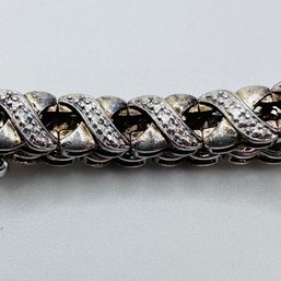 China-R Gold Colored Sterling Silver X Bracelet With Beat A Detail 12.00 G.