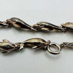 Sterling Silver Endless Dolphin Bracelet, 11.48 G.