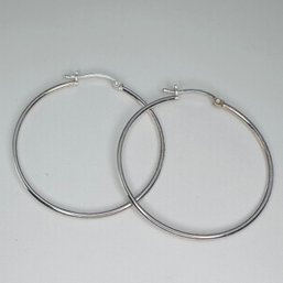 IBB, MEXICO Sterling Silver Large Hoop Earrings, 1.92 G.