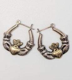 Sterling Claddagh Hoop Earrings 5.4g