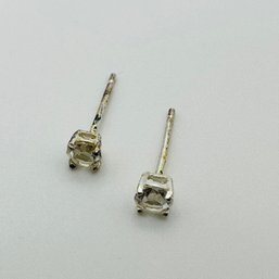 Sterling Silver Stud With Clear Colored Stone, 0.35 G.