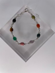 Sterling Silver Multi Colored Bracelet 6.78g