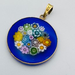 MM-Millefiori, Sterling Silver Glass Of Venice Pendant 4.90g