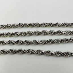 Sterling Silver Rope Chain Necklace, 10.73 G.