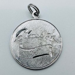 G W/ Arrow Through It-sterling Silver Class Of 65 Circle Pendant Engraved Congratulations Love Ron 3.72g