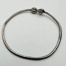 Sterling Silver Tipped Bracelet With Line Design, 10.93 G.