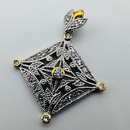 FAS, MARCASITE Rhinestone Sterling Silver Pendant, 3.34 G.