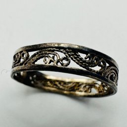 Sterling Silver Band With Swirl Design, Size 8. 3.33 G.