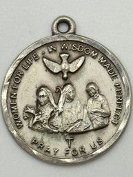 Women For Life, In Wisdom Made Perfect  Sterling Silver With Women And Dove Pendant, 6.38 G.