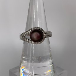 Sterling Silver Ring With Brown Stone Center 4.7g