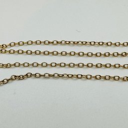 Adjustable Cable Link, Gold Colored, Sterling Silver Chain With Bar Engraved With Letter A 2.68 G.