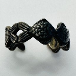 Vintage Sterling Silver Toe Ring With Fish Design Engraved PSDL & Unknown Markings Size 3. 1.66 G.
