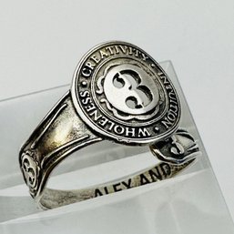 Alex And Ani- Sterling Silver Wrap Number 3 Ring Engraved Creativity, Intuition, Wholeness. Size 8. 3.07g