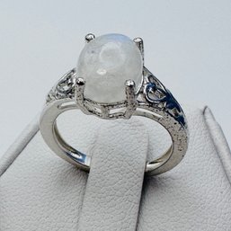 Djay- Sterling Silver Engagement Style Ring With White Colored Stone Size 5.5. 3.04g