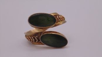 1/20 12 K G.F. Wrap Ring With Green Stones 4.9g