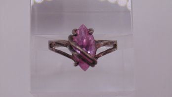 Sterling Pink Wrap Stone Ring Size 6, 2.6g