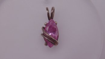 Sterling Pink Wrapped Stone Pendant 1.9g