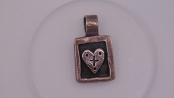 Sterling Heart Framed Pendant With Cross 5.0g