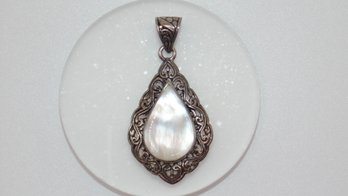 Sterling Opal Teardrop Stone Pendant 3.6g